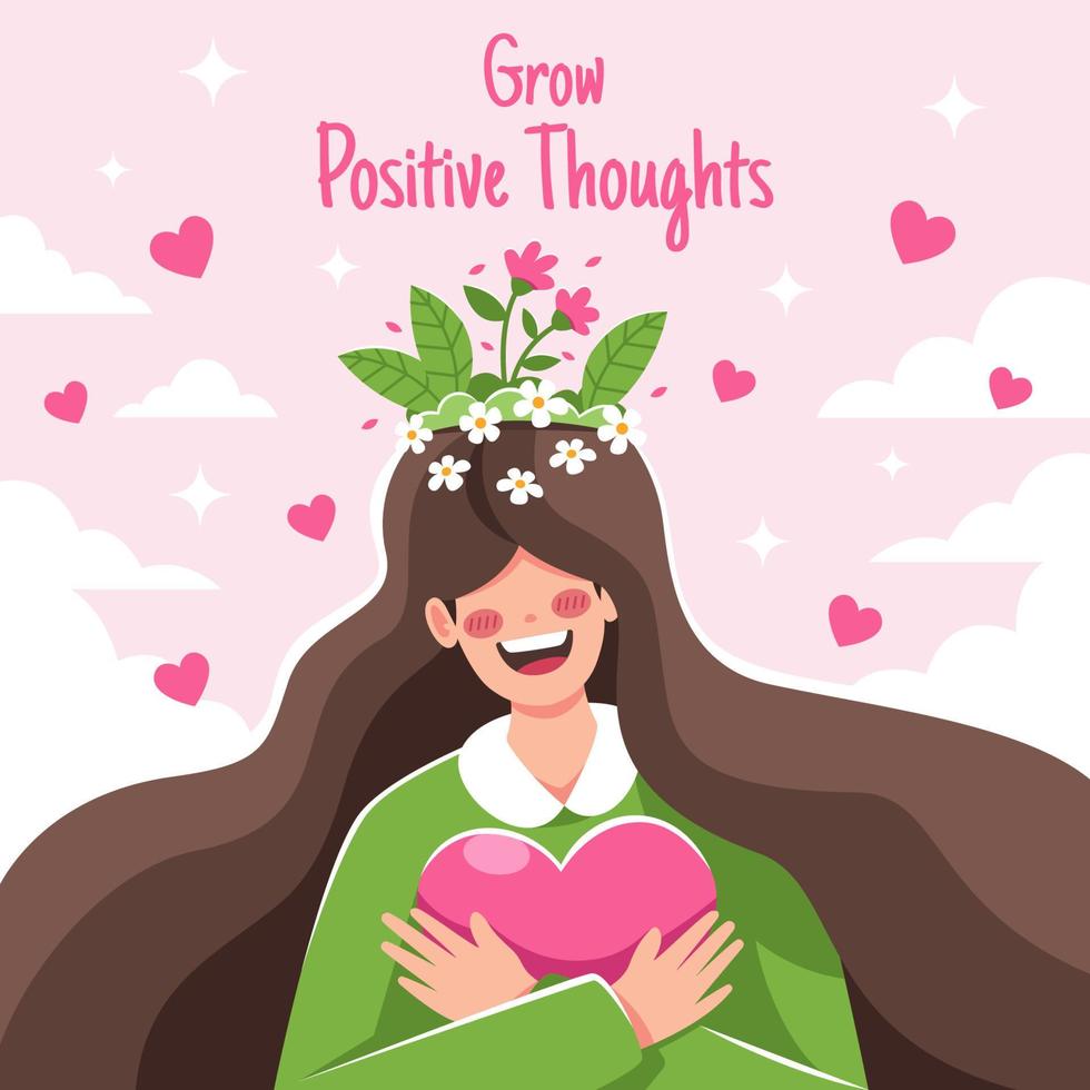 Love Yourself Mental Health with Female Character vector