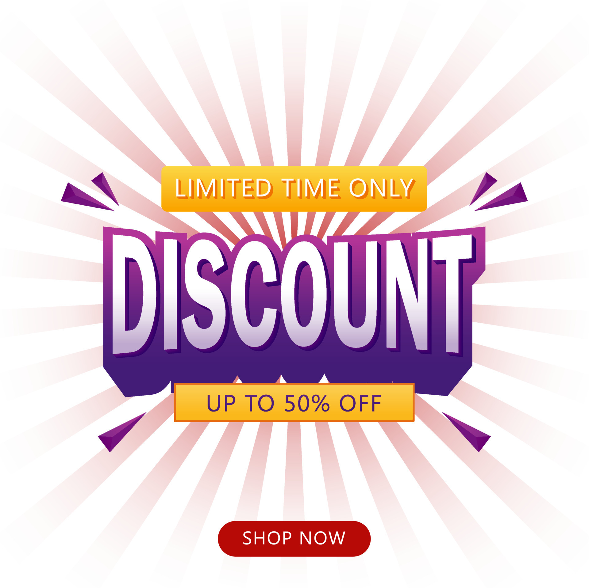 Banner announcing mega discount with half price reduction. Special