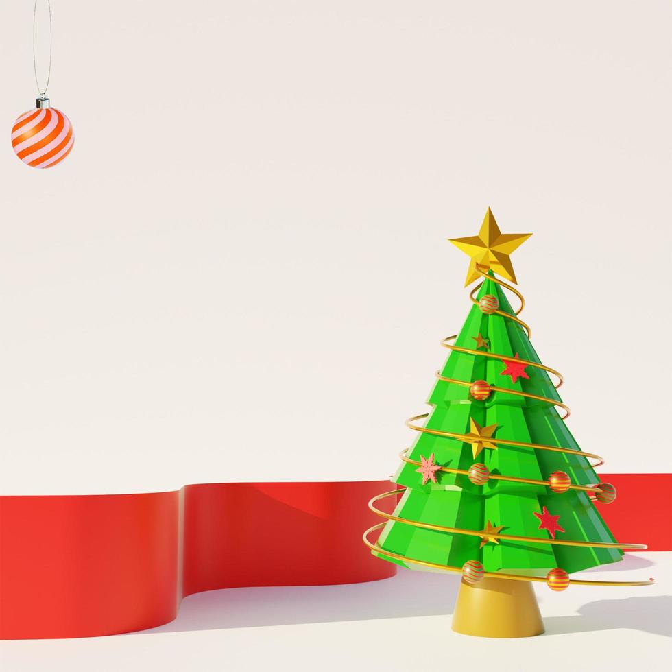 christmas tree with ribbon and christmasball photo