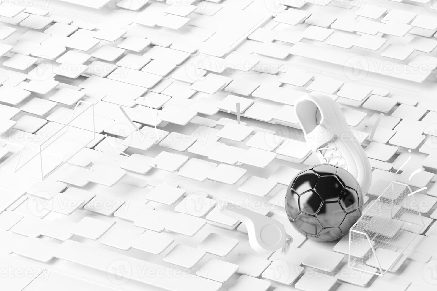 3d football object design. realistic rendering. abstract futuristic background. 3d illustration. motion geometry concept. sport competition graphic. tournament game bet content. soccer ball element. photo