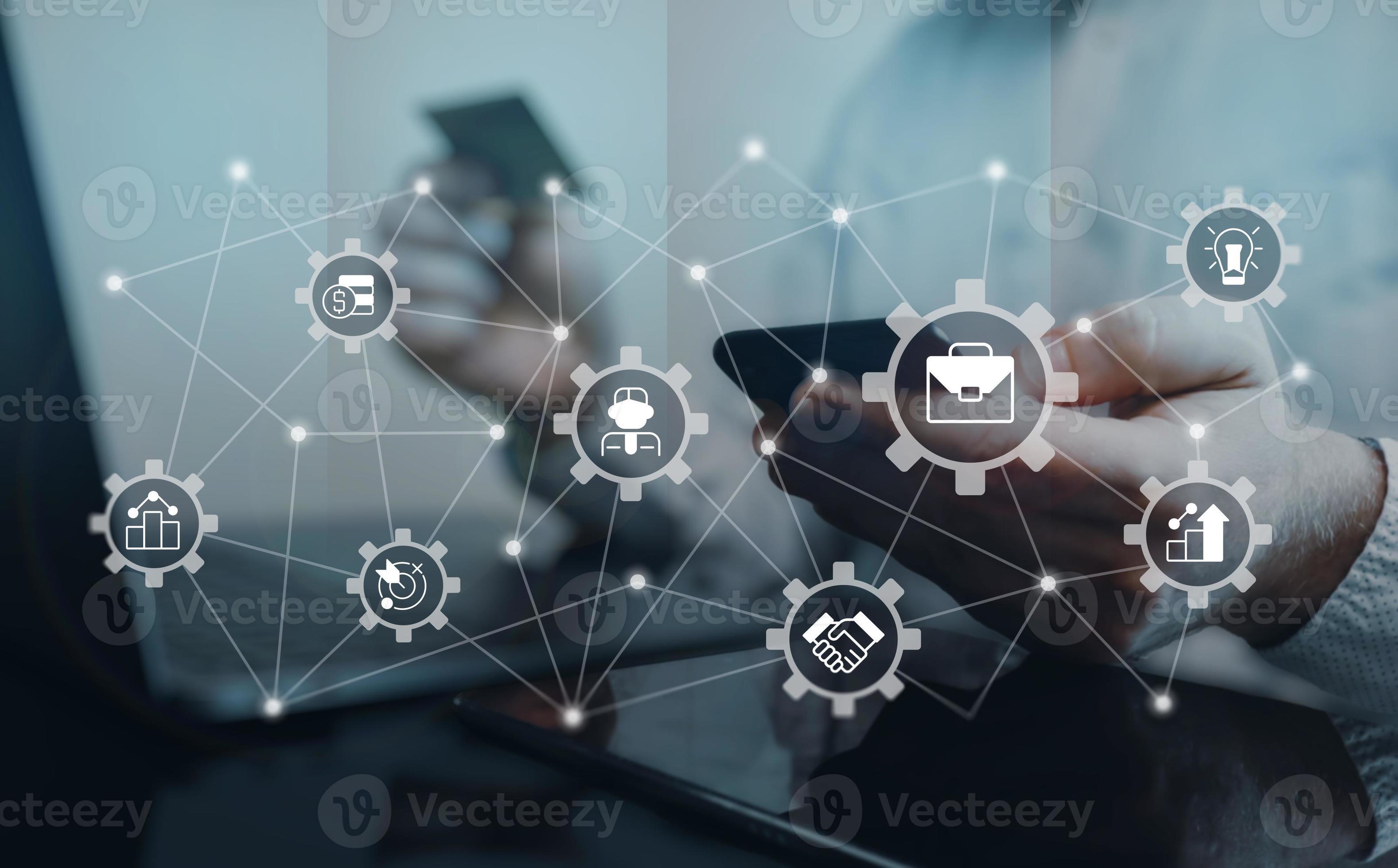 imagen de concepto de primer plano de marketing en línea con iconos de