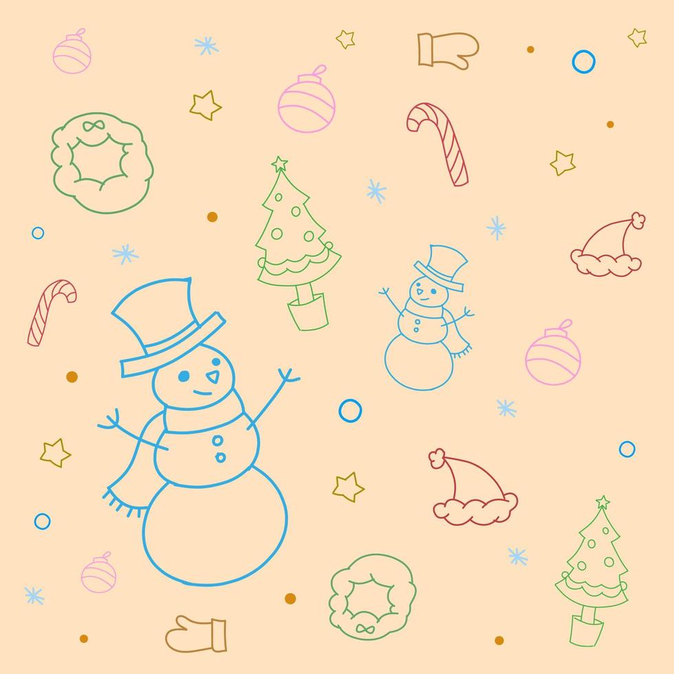 Merry Christmas Happy New Year  background pattern. Vector illustration doodles, icons style vector
