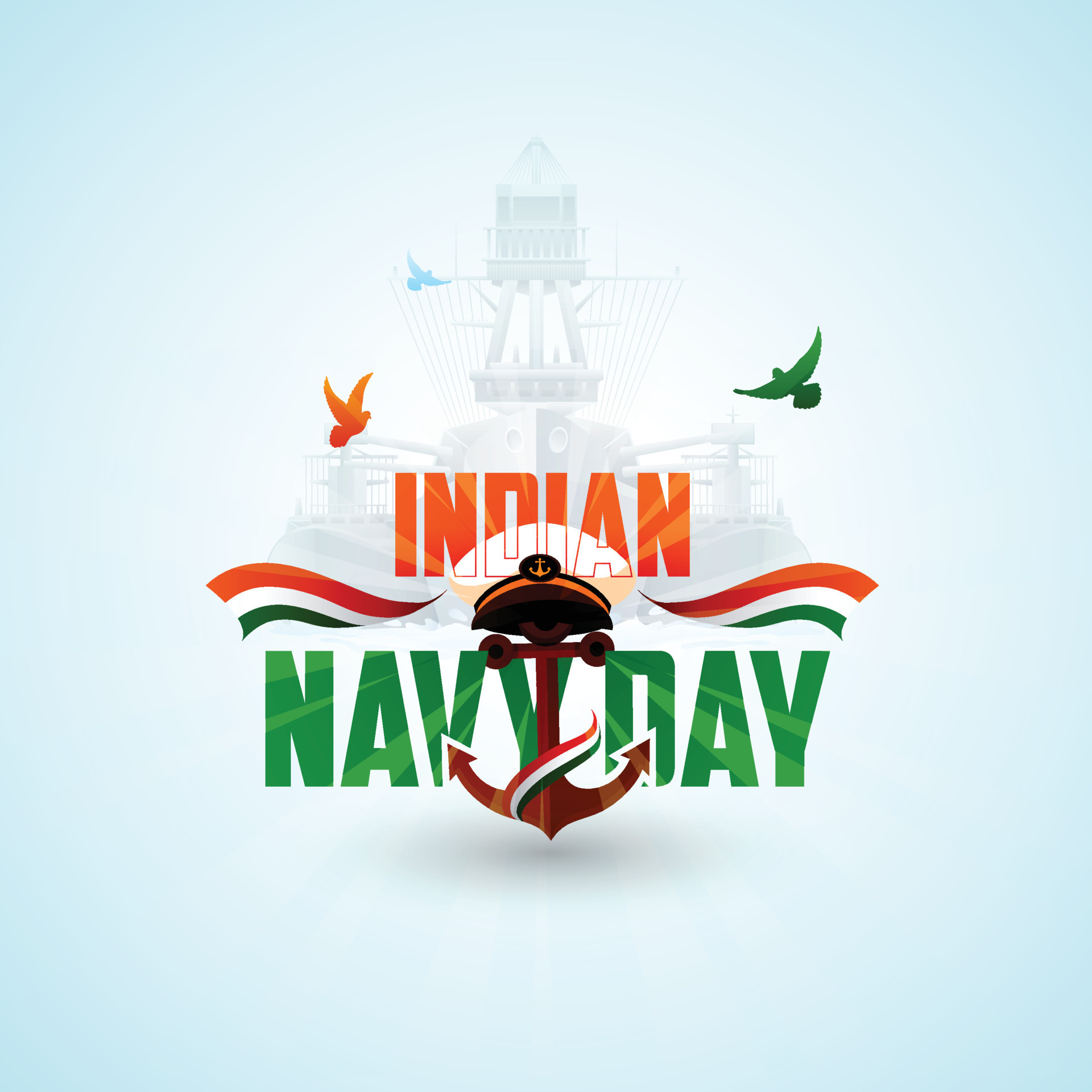 Indian navy day celebration poster, Banner design. People military army