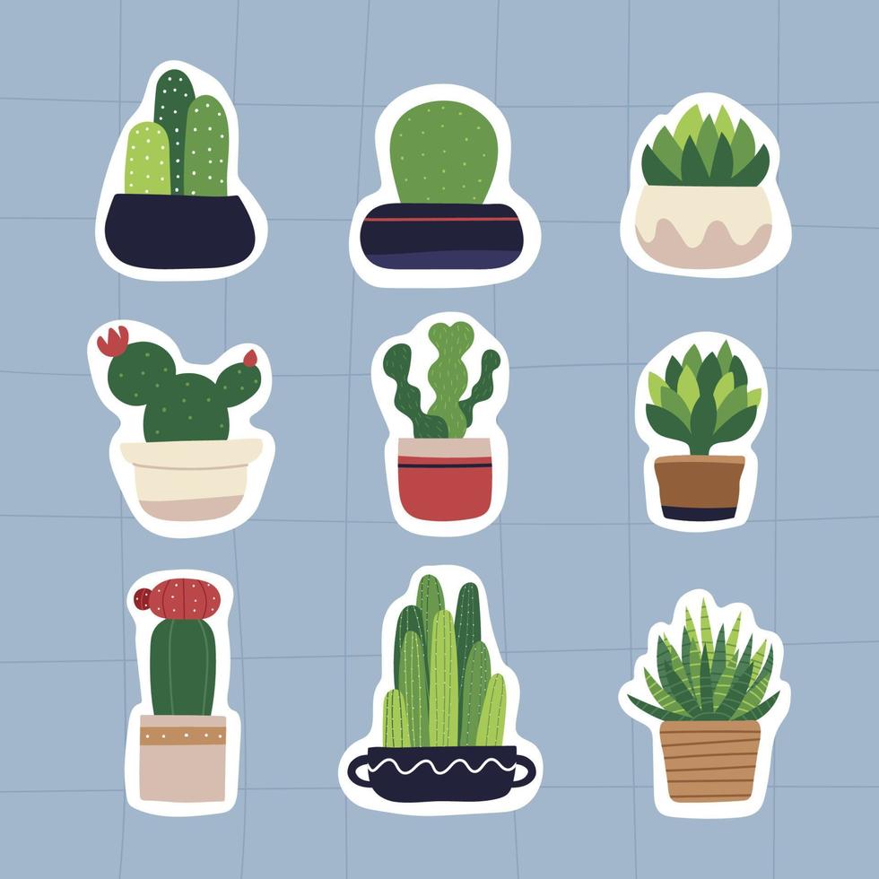 Handdrawn Succulant Sticker Pack vector