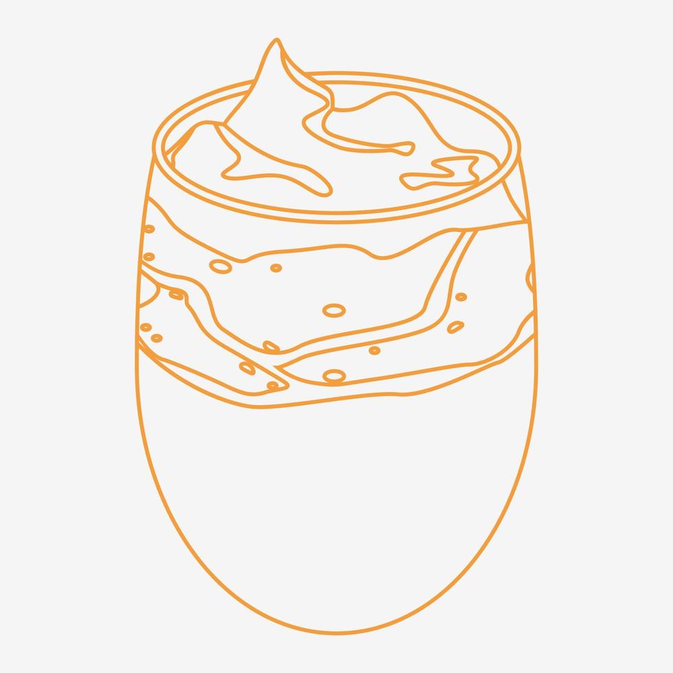 Editable Outline Style Top Side View Korean Dalgona Coffee Vector Illustration in Bulbous Glass Mug for Cafe and Beverage Related Design