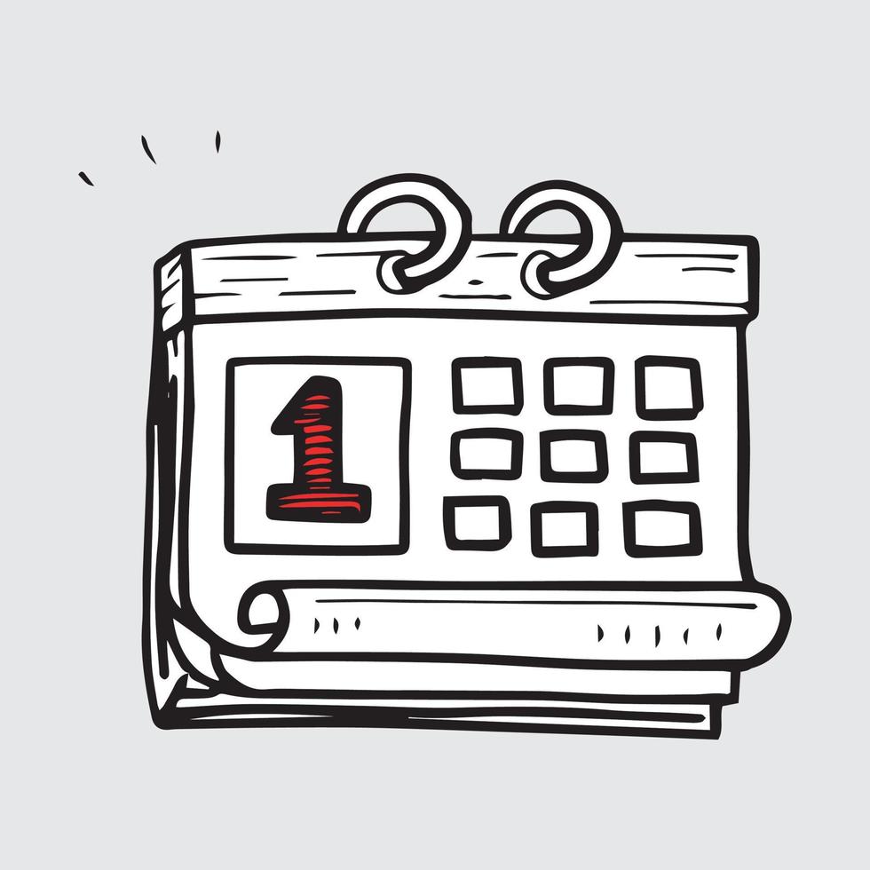 hand drawn doodle folding calendar with cartoon art style vector isolated