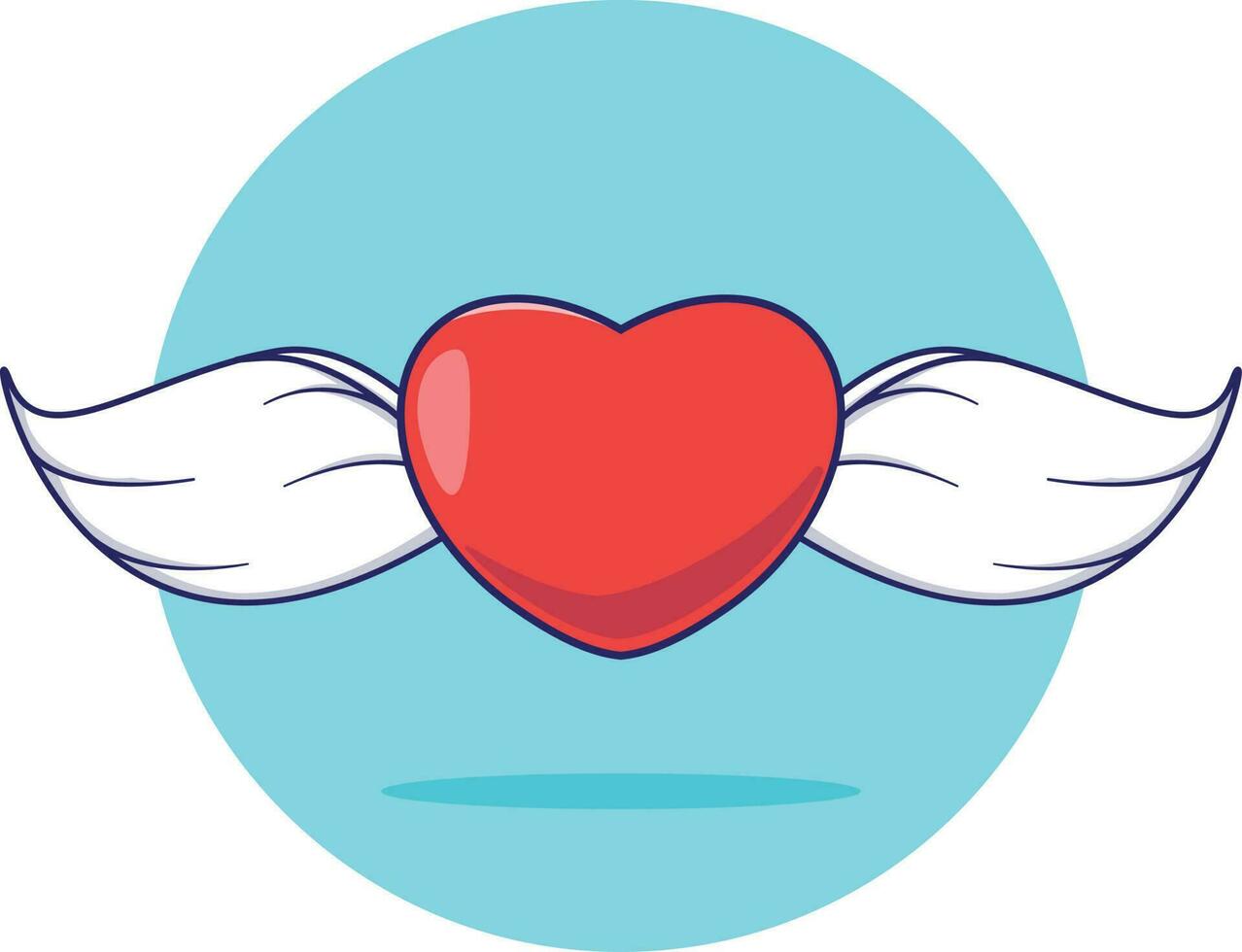 Simple cartoon illustration of winged heart. Imagination concept. vector