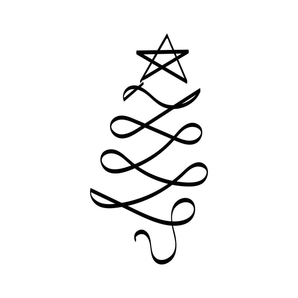 Hand Drawn outline Christmas Illustration. vector