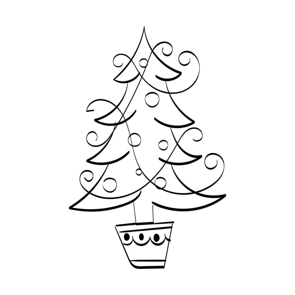 Hand Drawn outline Christmas Illustration. vector