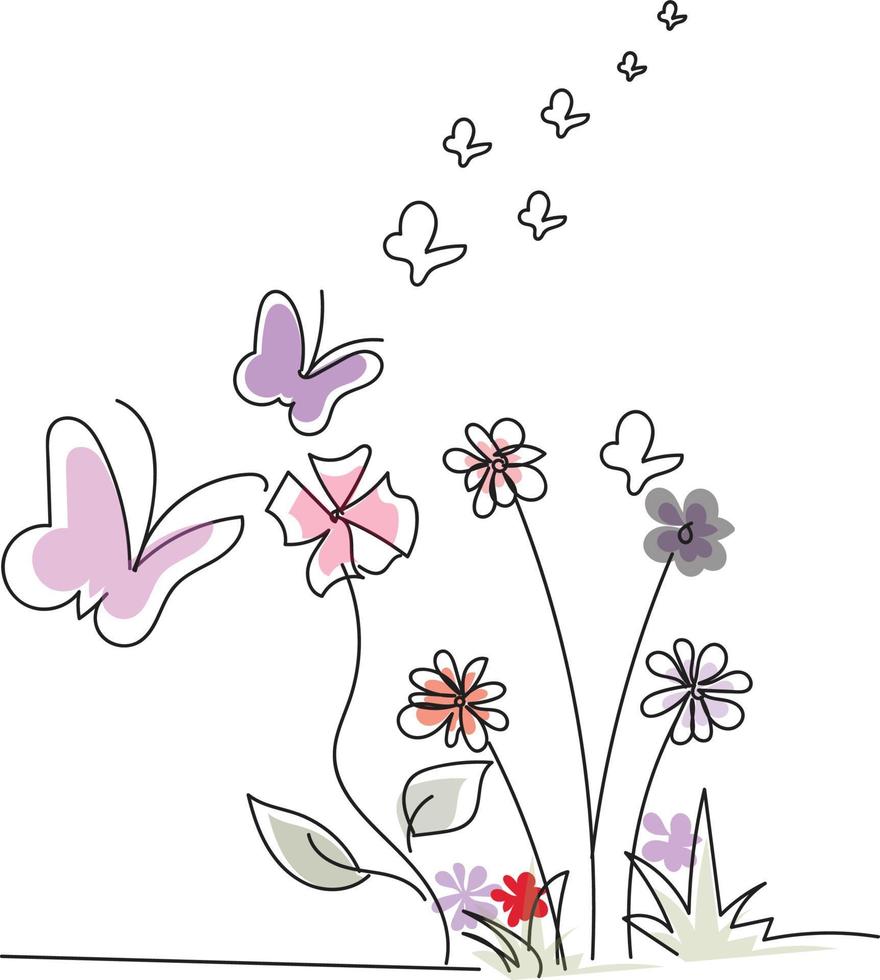 flower illustration in liner art vector
