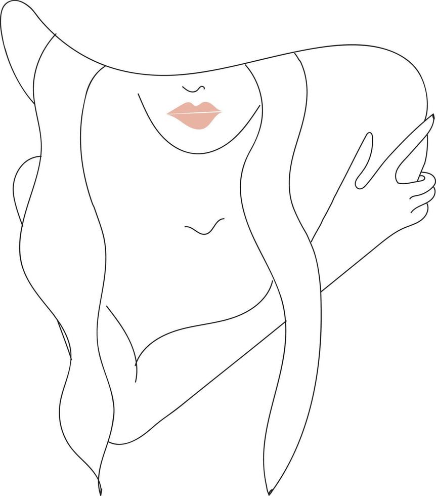 Hand drawn one line art portrait illustration vector