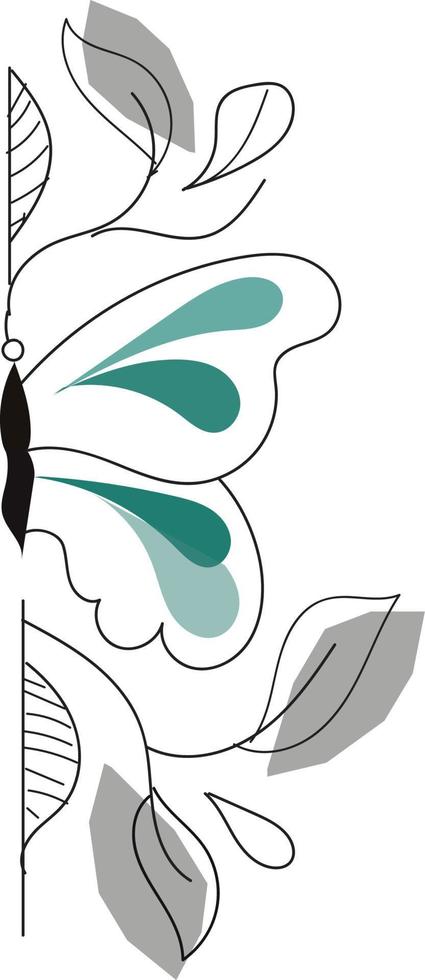 Floral butterflies line art vector