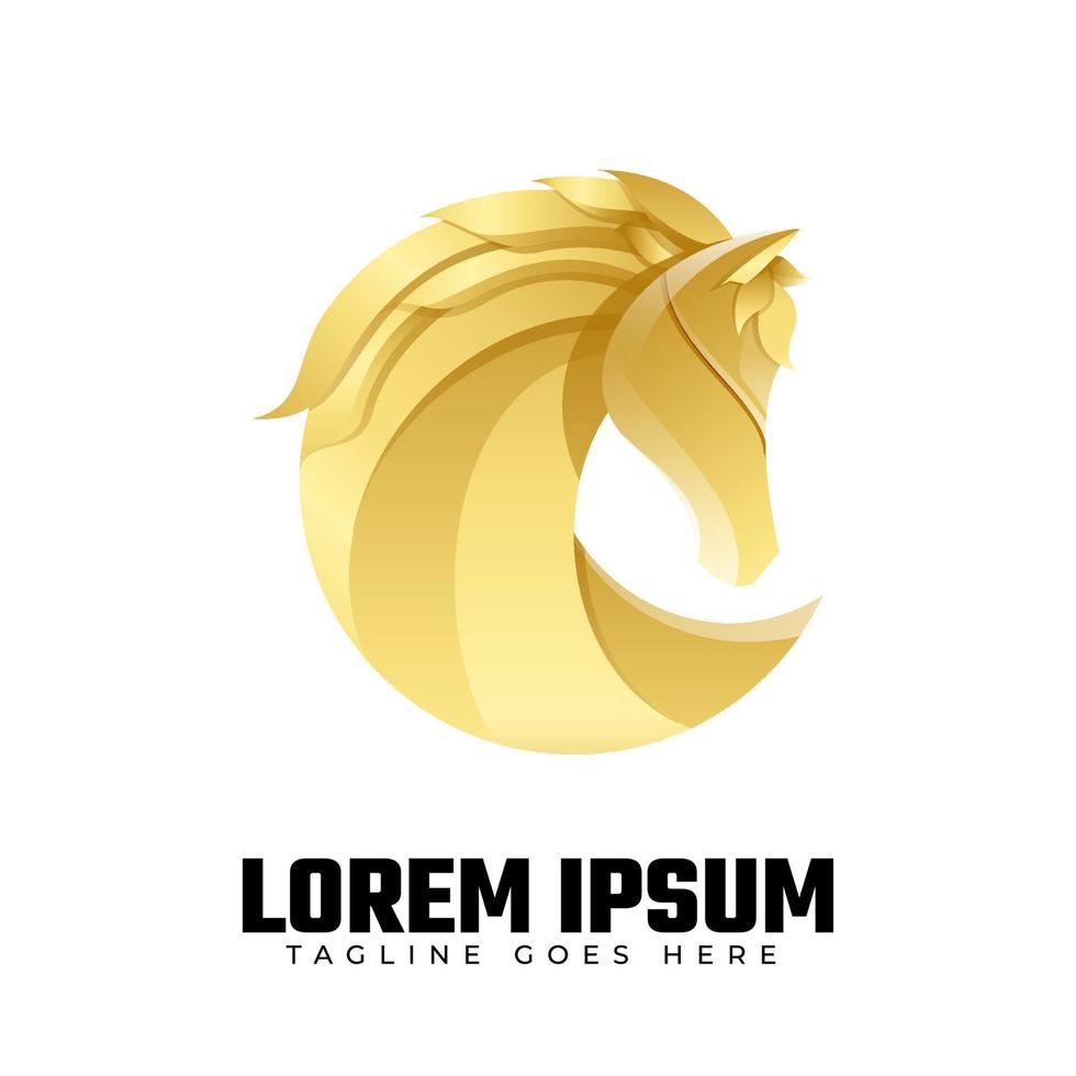 plantilla de logotipo de caballo dorado vector