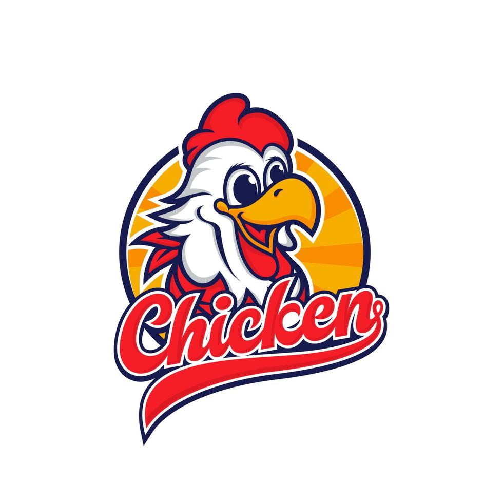 plantilla de vector de logotipo de mascota de pollo