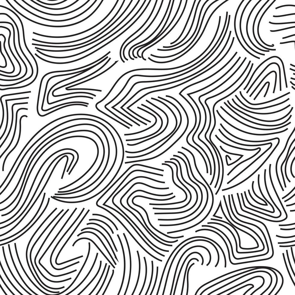 Monochrome wave seamless pattern hand-drawn doodle background vector