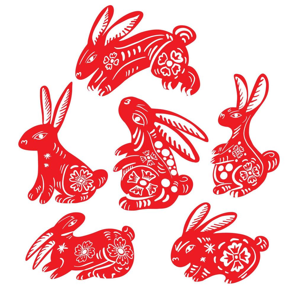 The red rabbit Chinese style for asian celebration concept vector