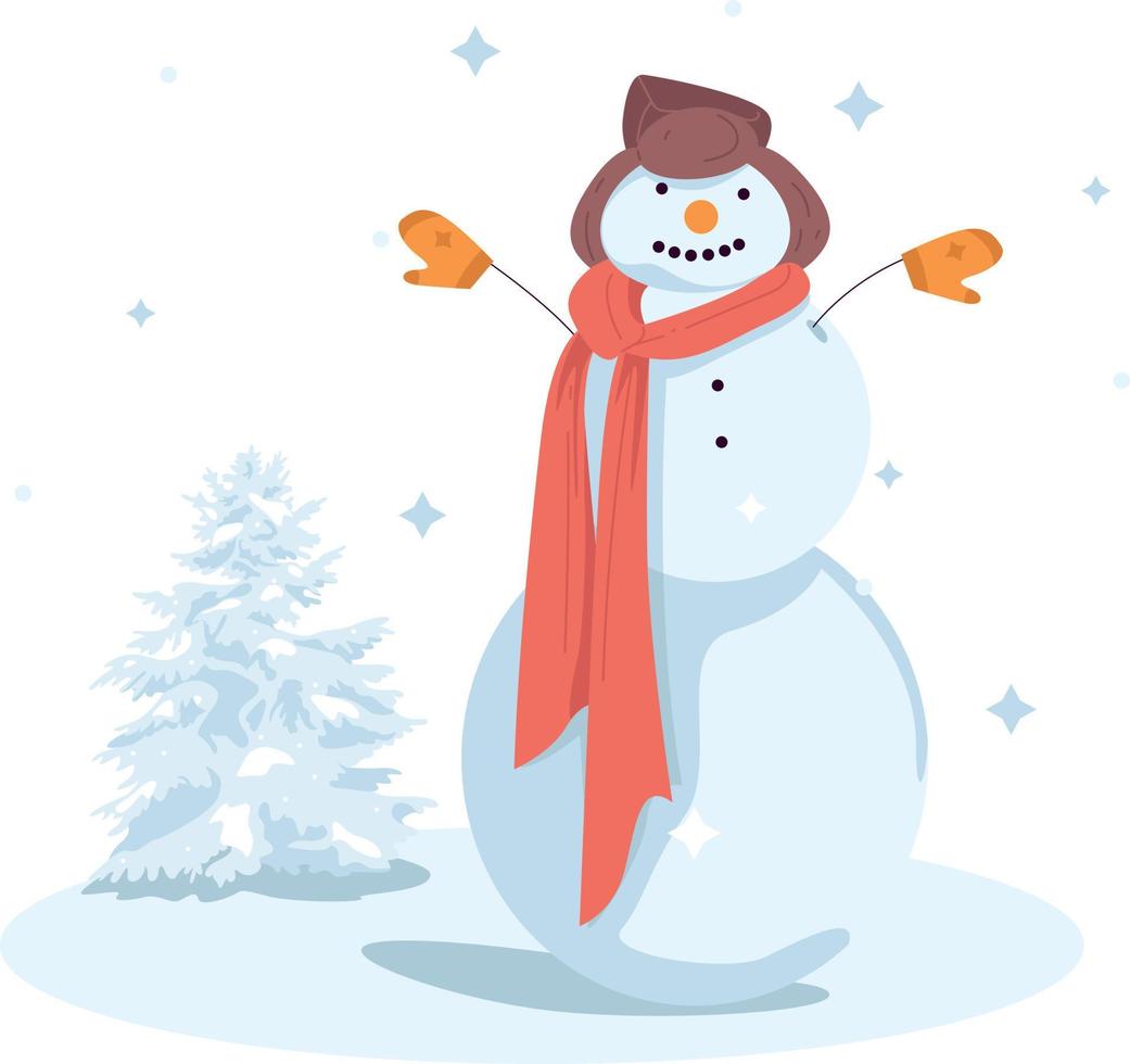 árbol de navidad muñeco de nieve. ilustración vectorial vector