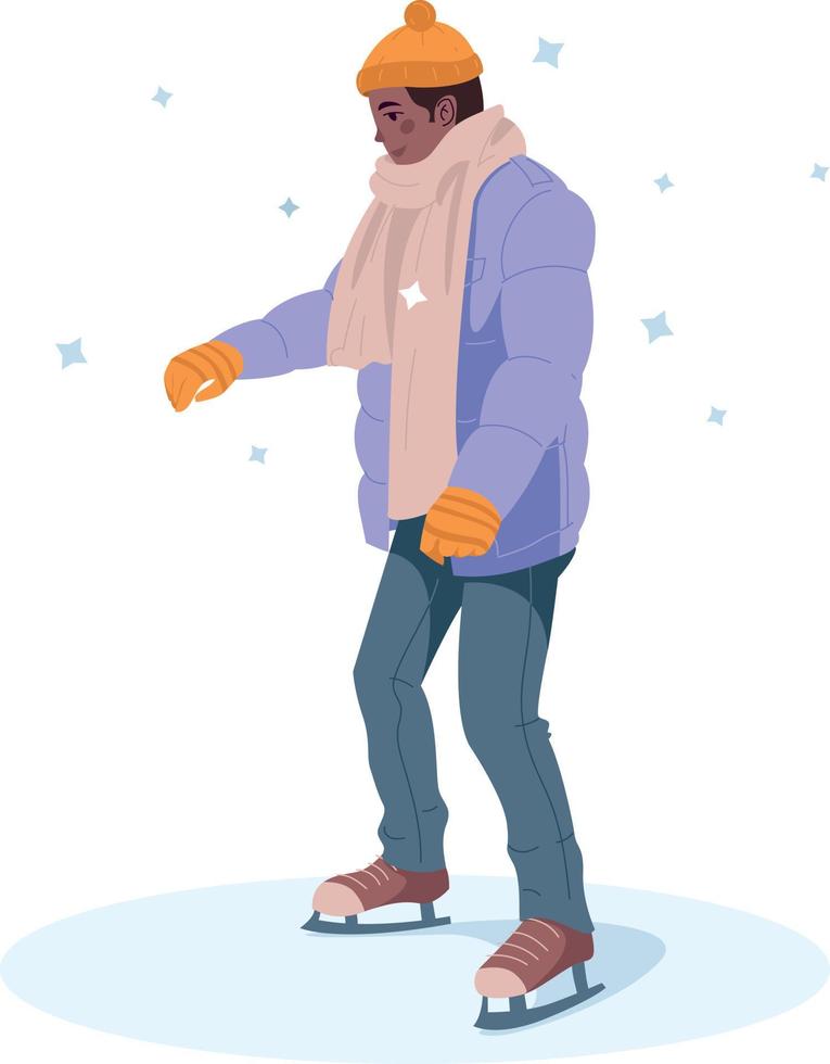 hombre patinando vacaciones de invierno. ilustración vectorial vector