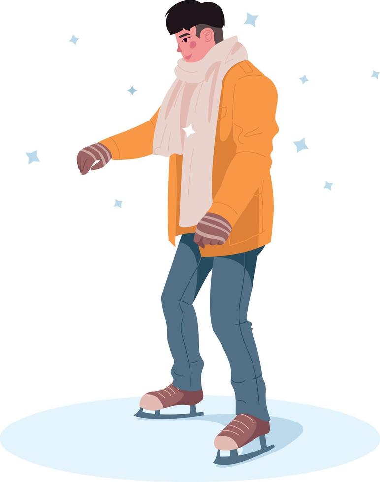 el hombre patina las vacaciones de invierno. ilustración vectorial vector