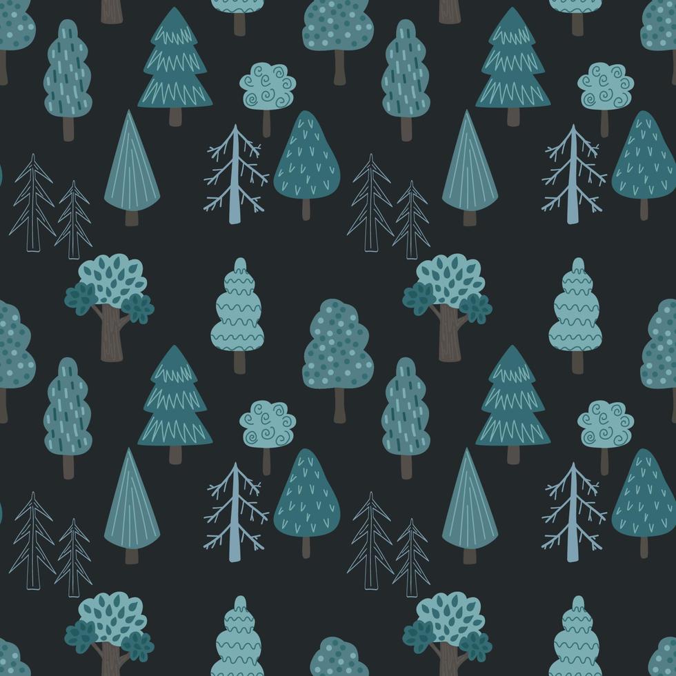 Forest, trees. Seamless pattern, Vector illustration