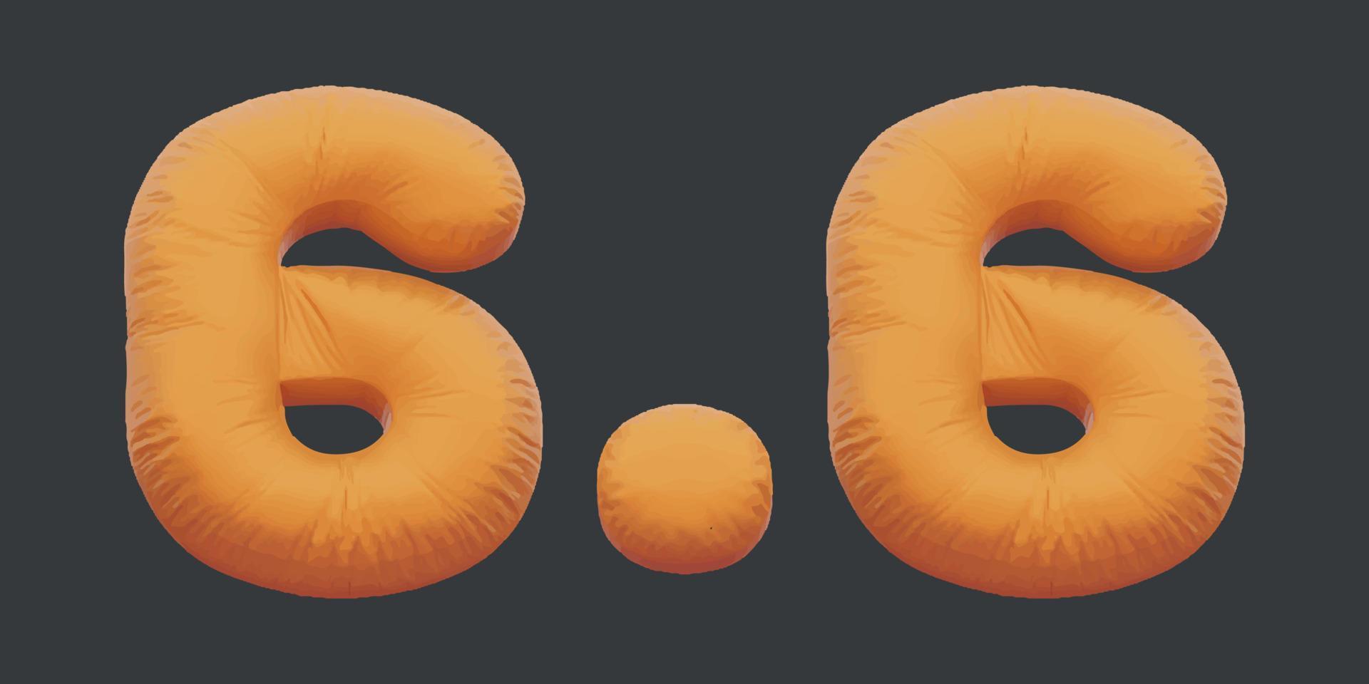 6.6 sale golden inflatable Helium foil numbers bread balloons style. vector illustration eps10