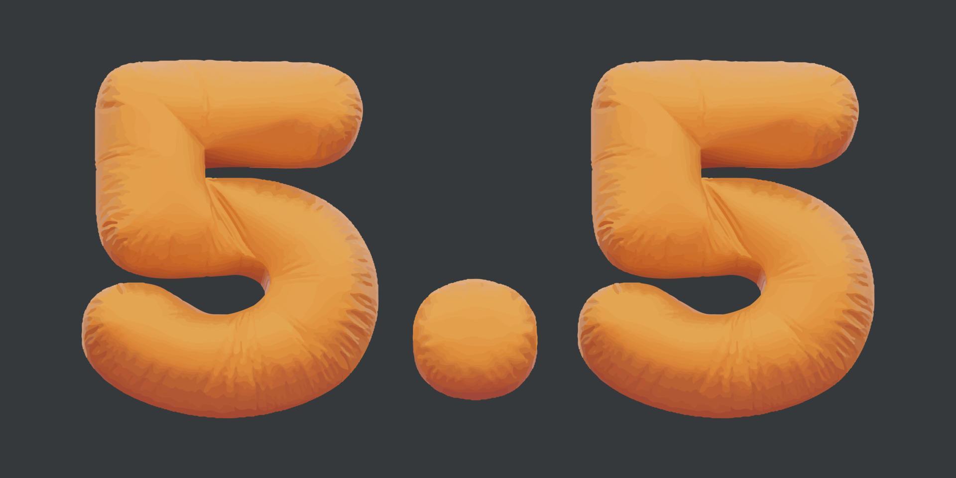 5.5 sale golden inflatable Helium foil numbers bread balloons style. vector illustration eps10