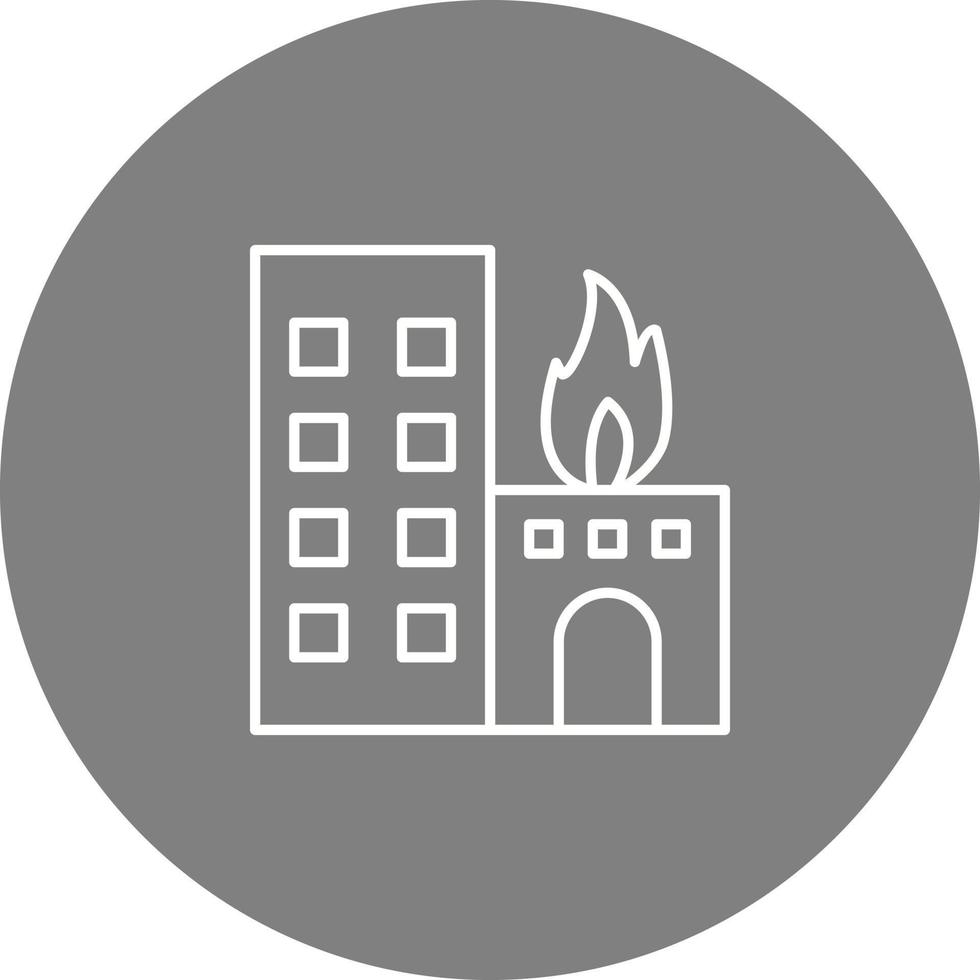 icono de vector de edificio en llamas único