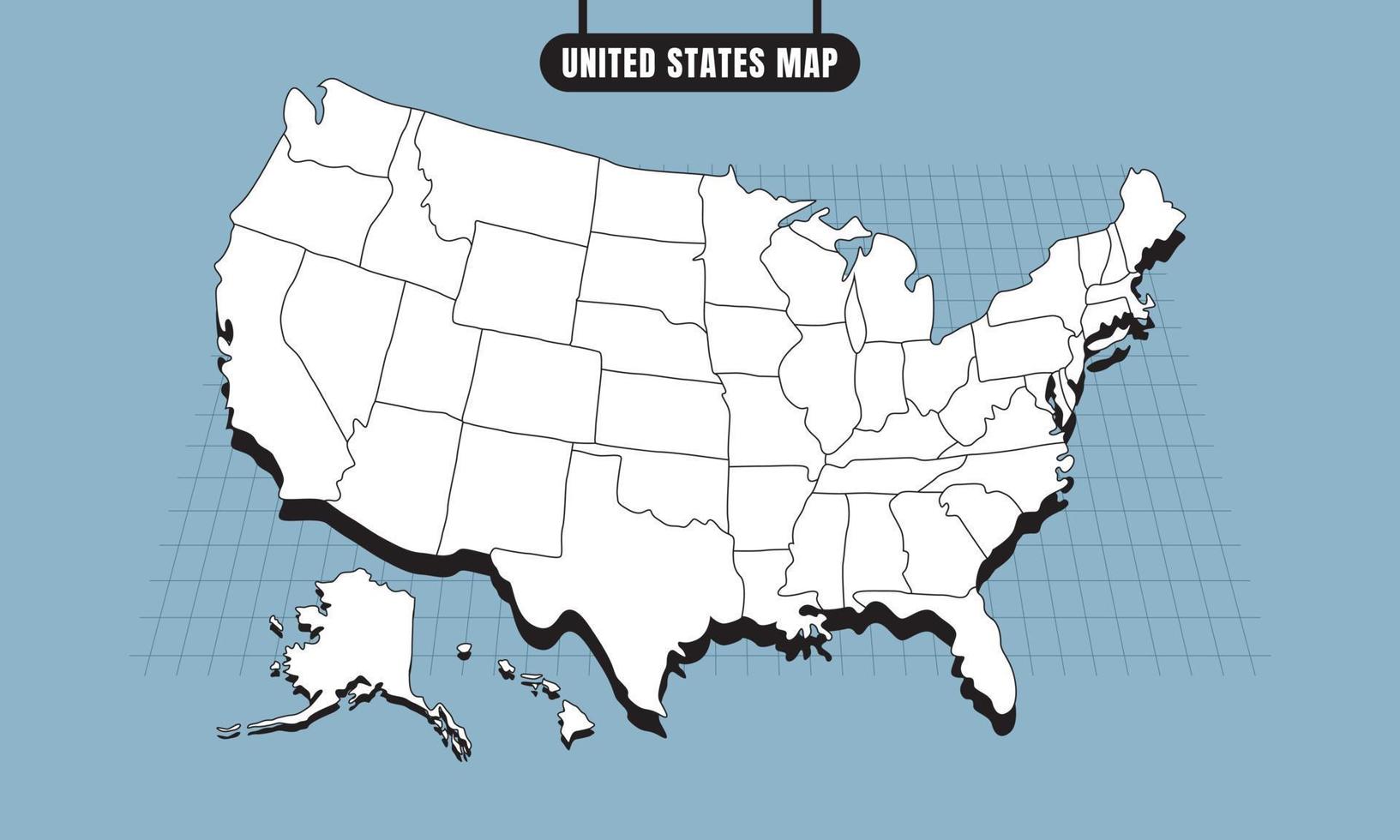 Flat Cartoon United States Map vector