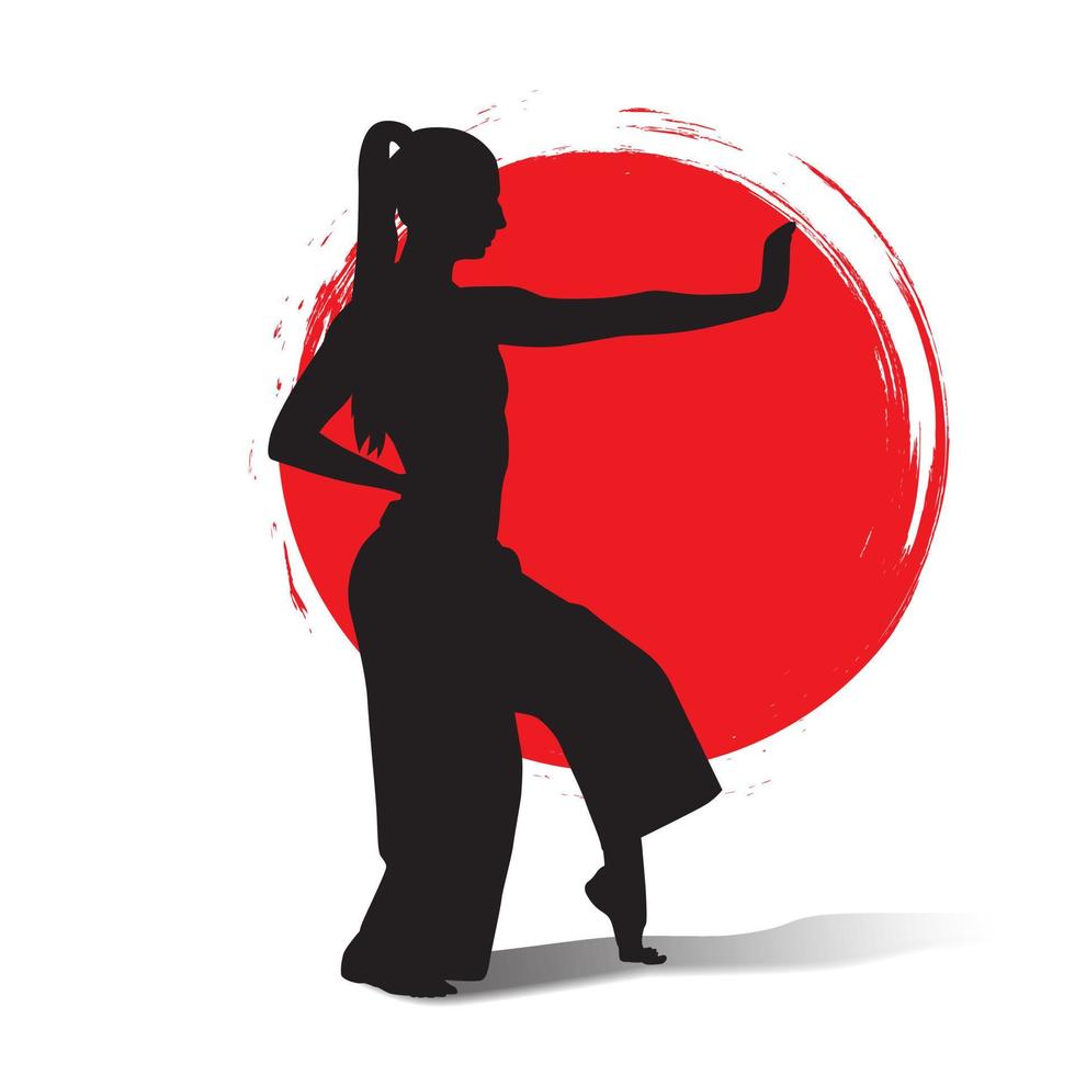 Martial arts silhouette with grunge brush. suitable for self-defense activity logo vector