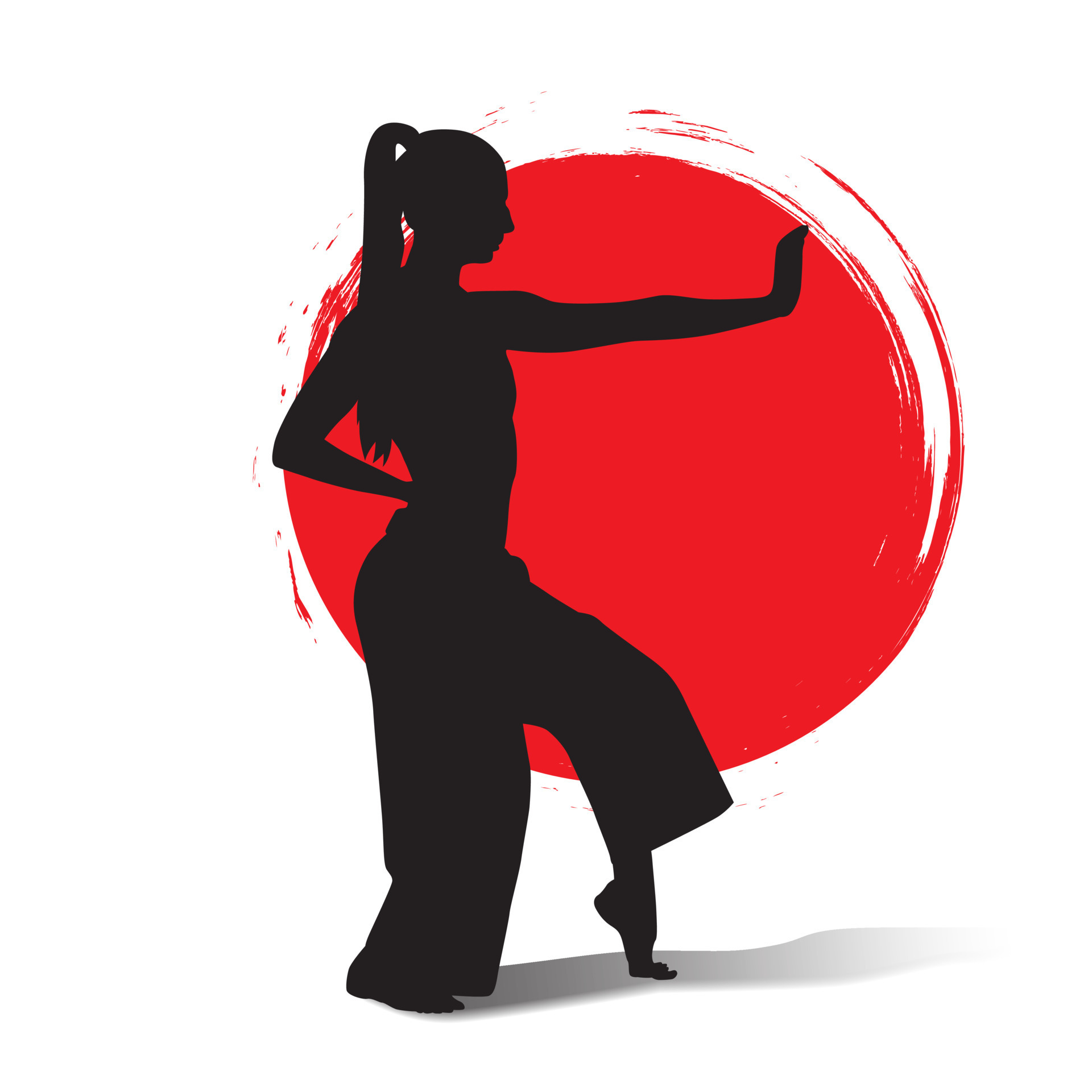 Martial arts silhouette with grunge brush. suitable for selfdefense