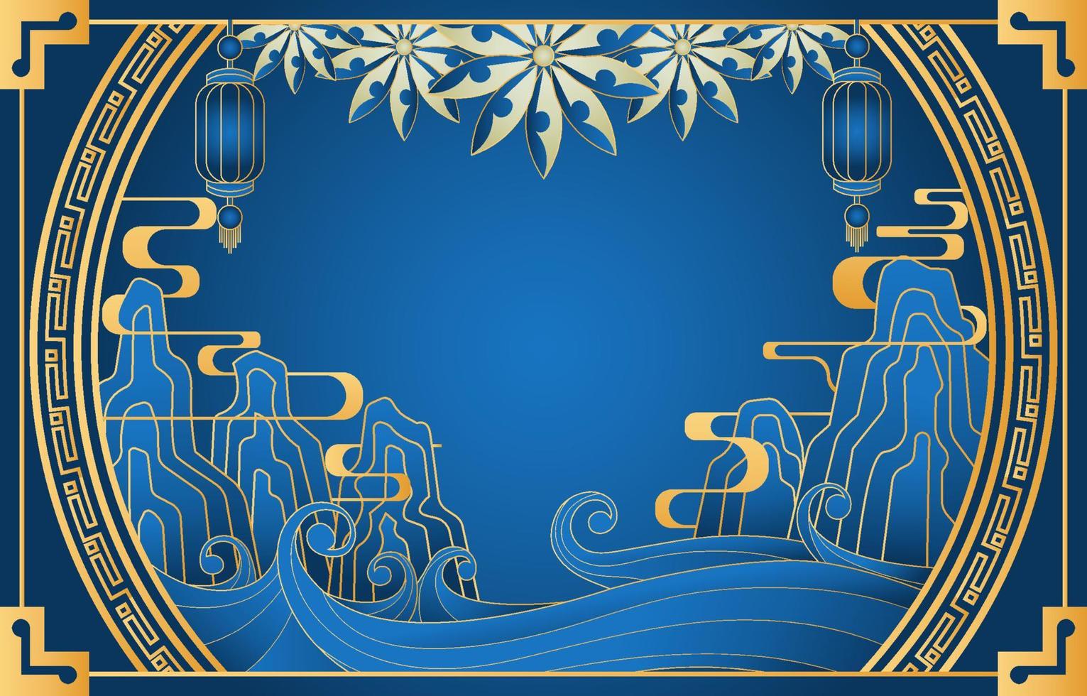 Royal Blue Chinese New Year Papercut Style Concept vector