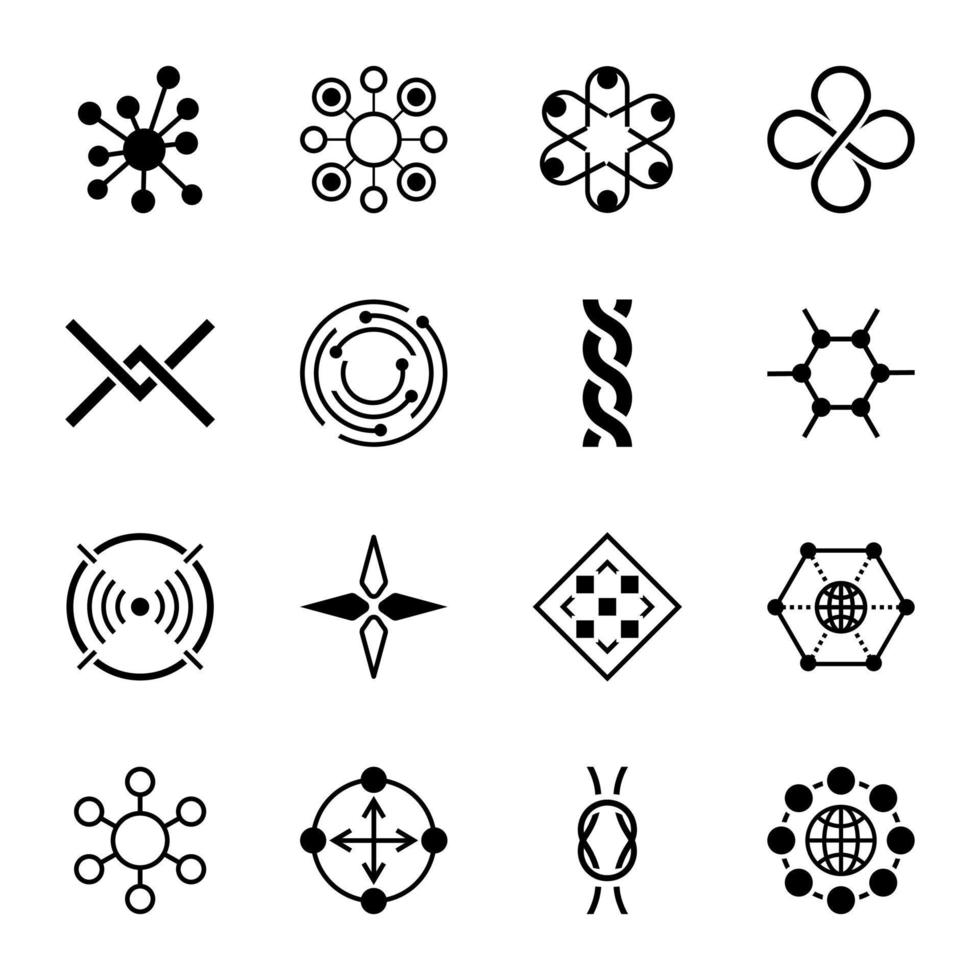 Pack of Networking Symbols Glyph Icons vector