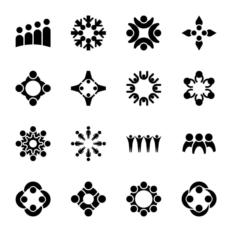 Collection of Collaboration Glyph Icons vector