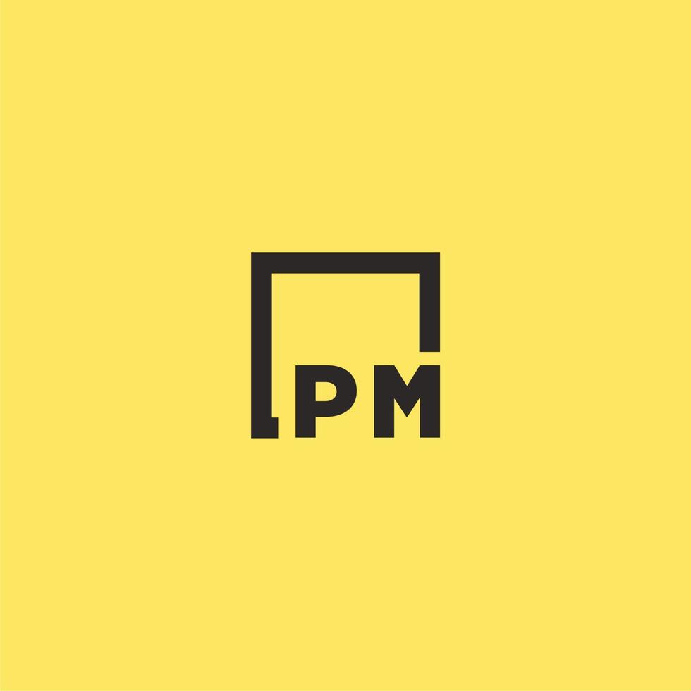 logotipo de monograma inicial de pm con diseño de estilo cuadrado vector