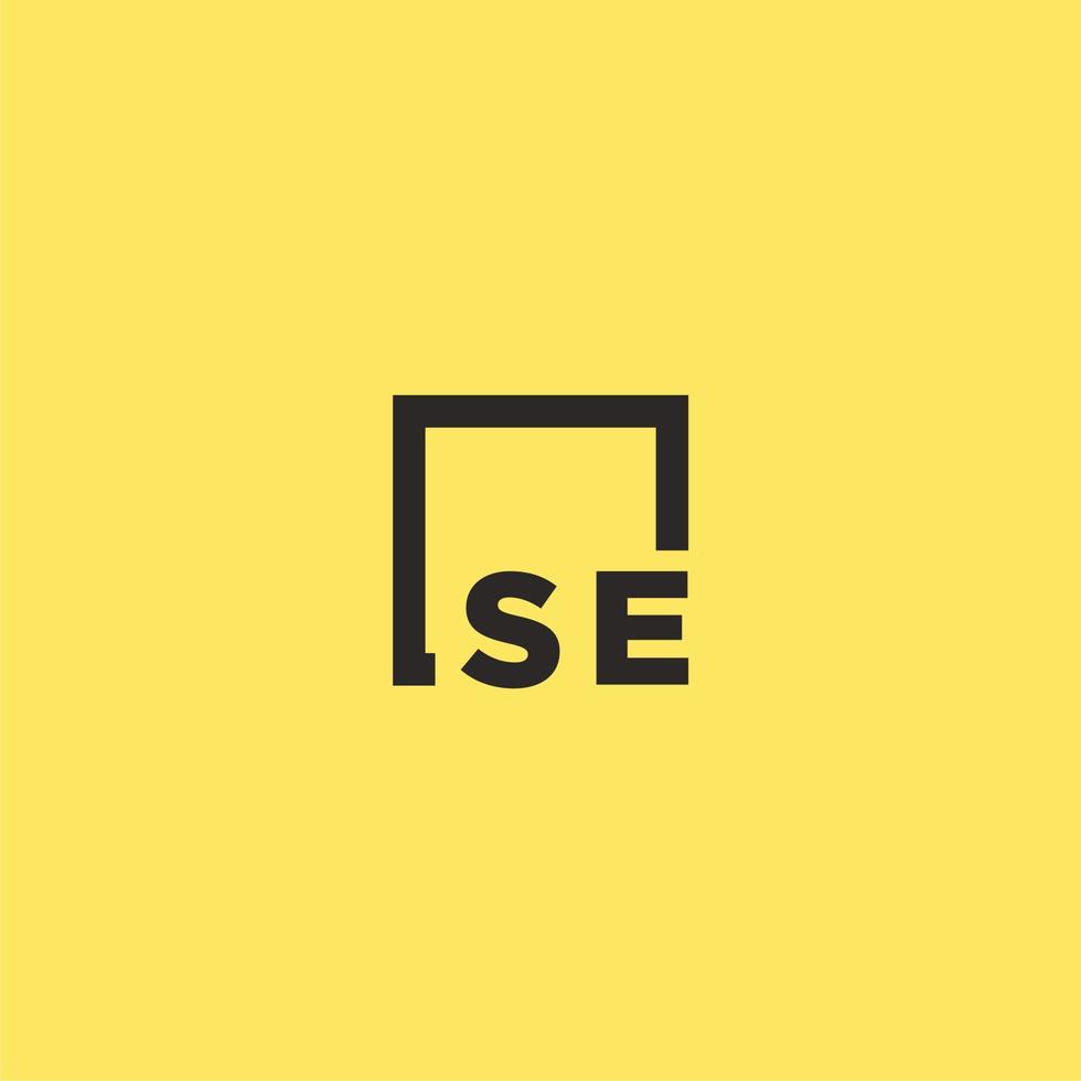 SE initial monogram logo with square style design vector