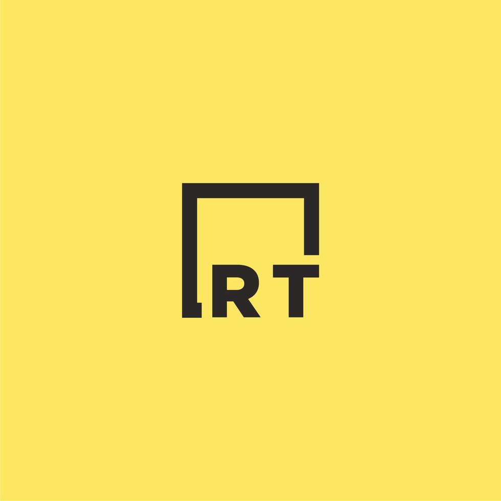 RT initial monogram logo with square style design vector