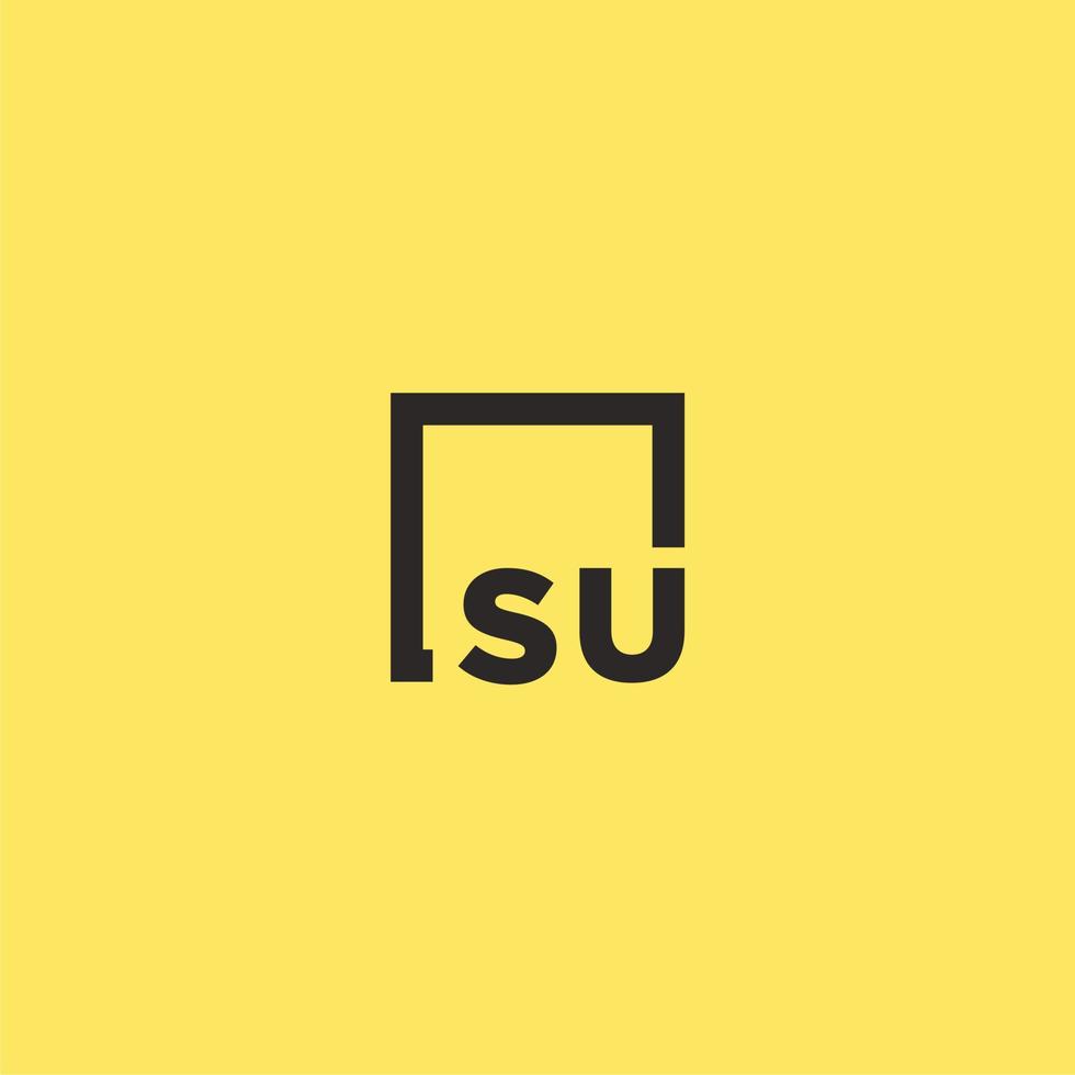 SU initial monogram logo with square style design vector