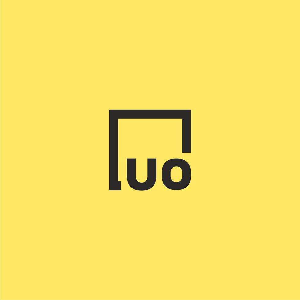 UO initial monogram logo with square style design vector