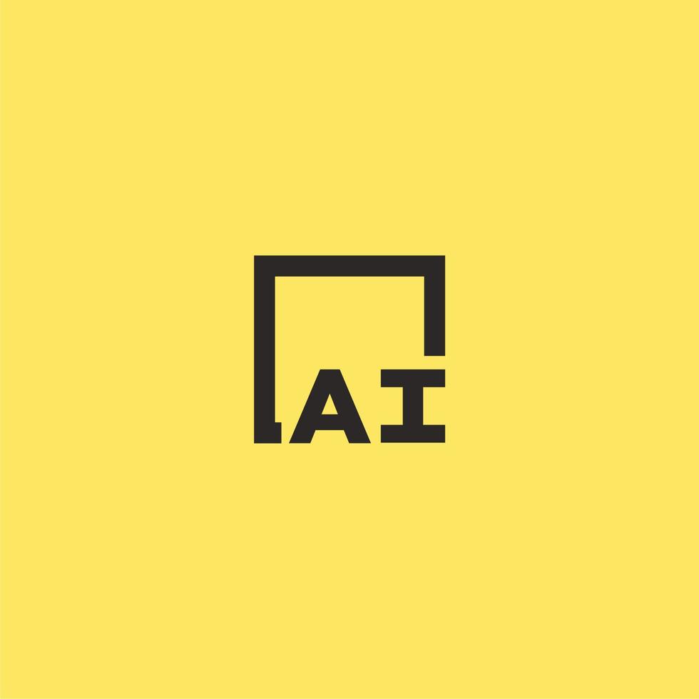 AI initial monogram logo with square style design vector