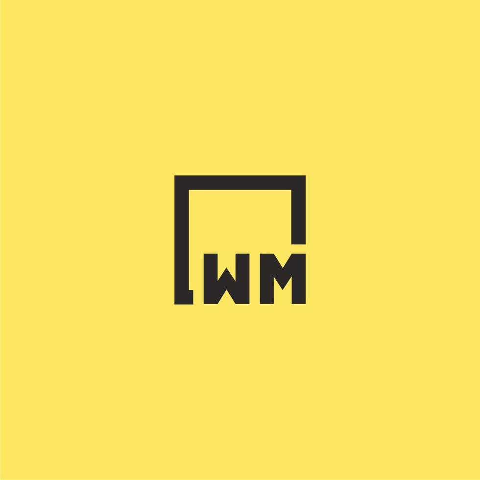 WM initial monogram logo with square style design vector