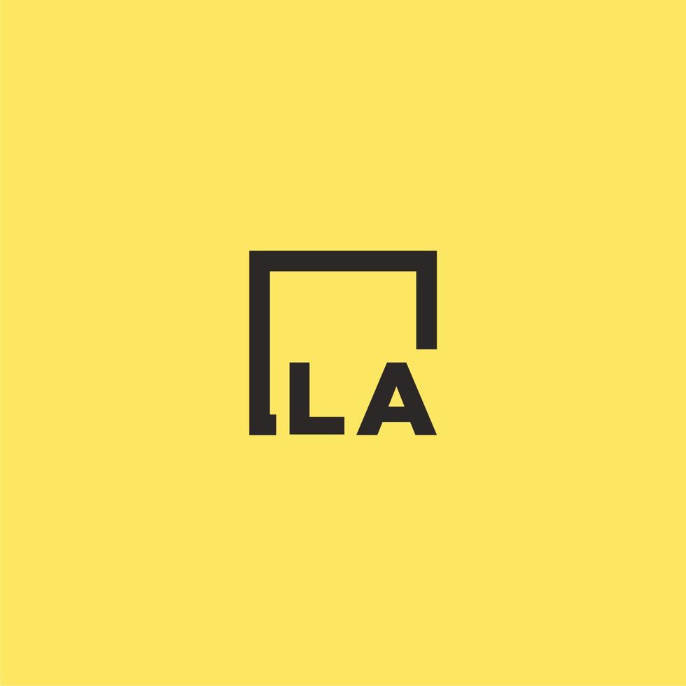 LA initial monogram logo with square style design vector