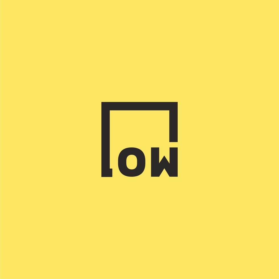 OW initial monogram logo with square style design vector