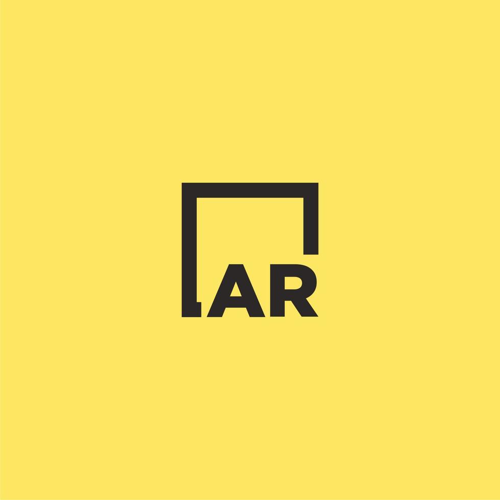 AR initial monogram logo with square style design vector
