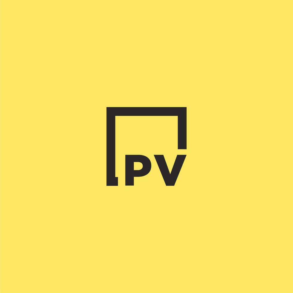 PV initial monogram logo with square style design vector