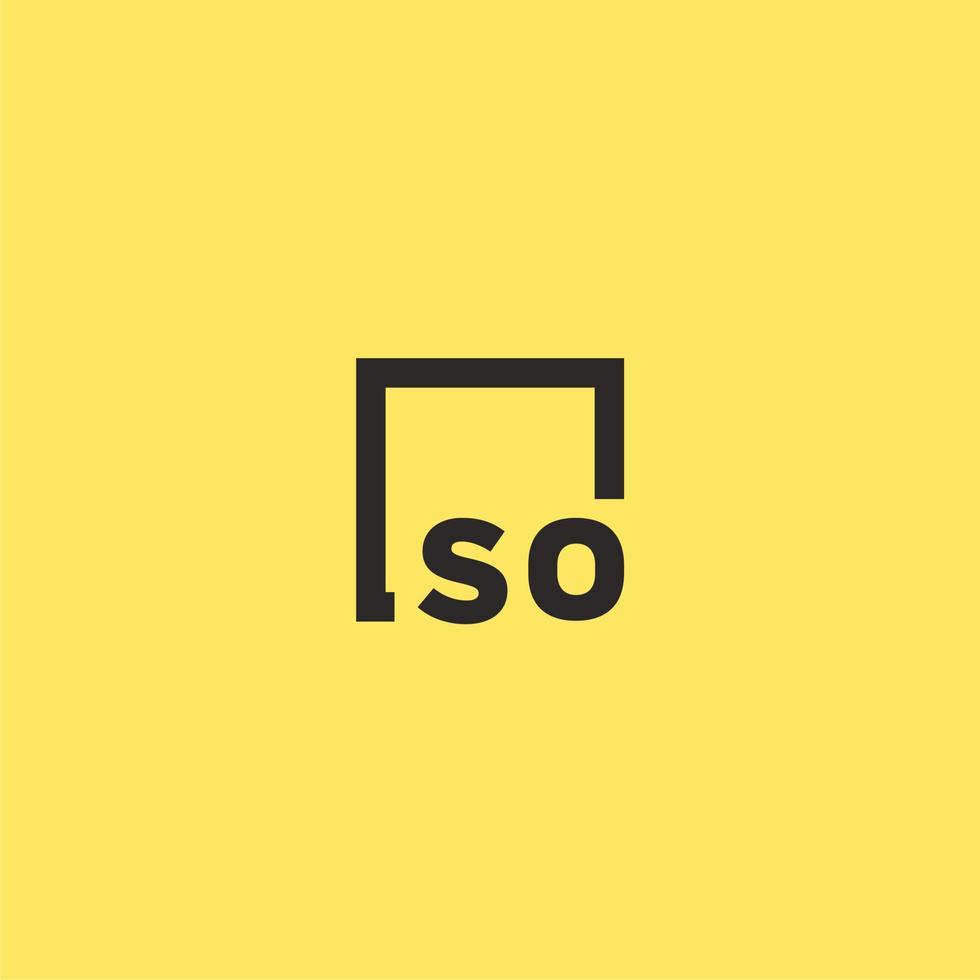SO initial monogram logo with square style design vector