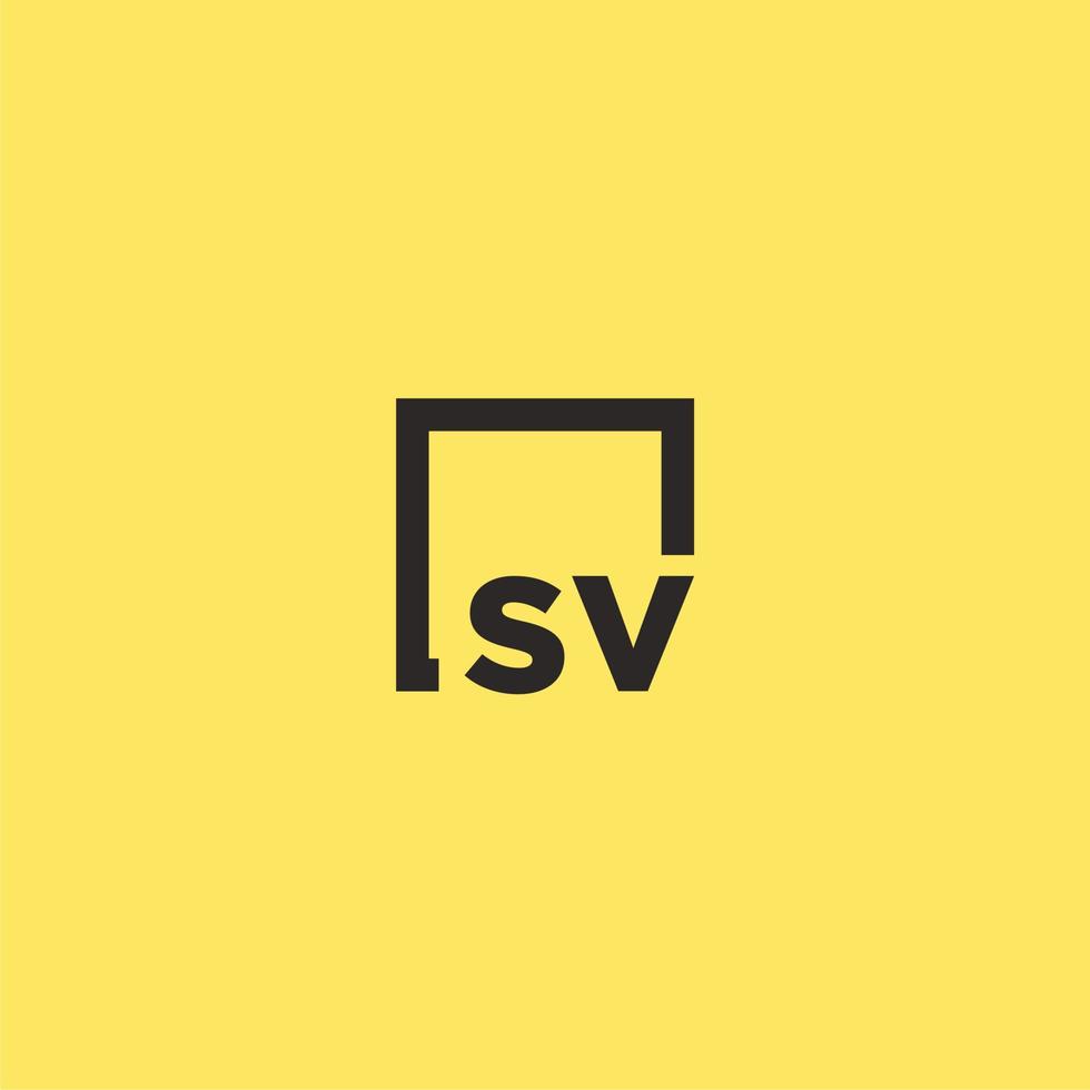 SV initial monogram logo with square style design vector