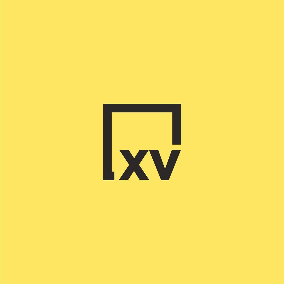 XV initial monogram logo with square style design vector