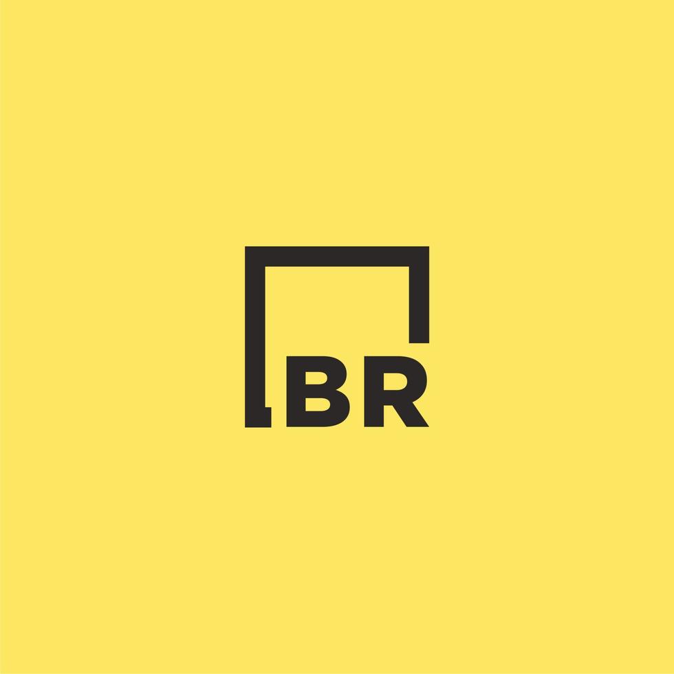 BR initial monogram logo with square style design vector