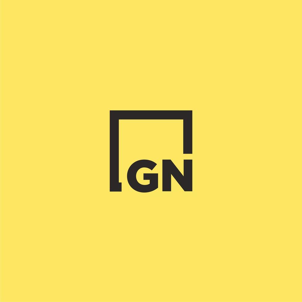 logotipo de monograma inicial gn con diseño de estilo cuadrado vector
