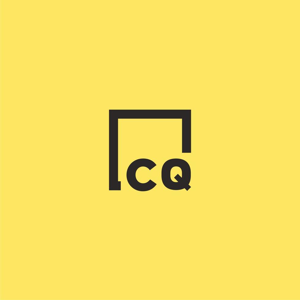 CQ initial monogram logo with square style design vector